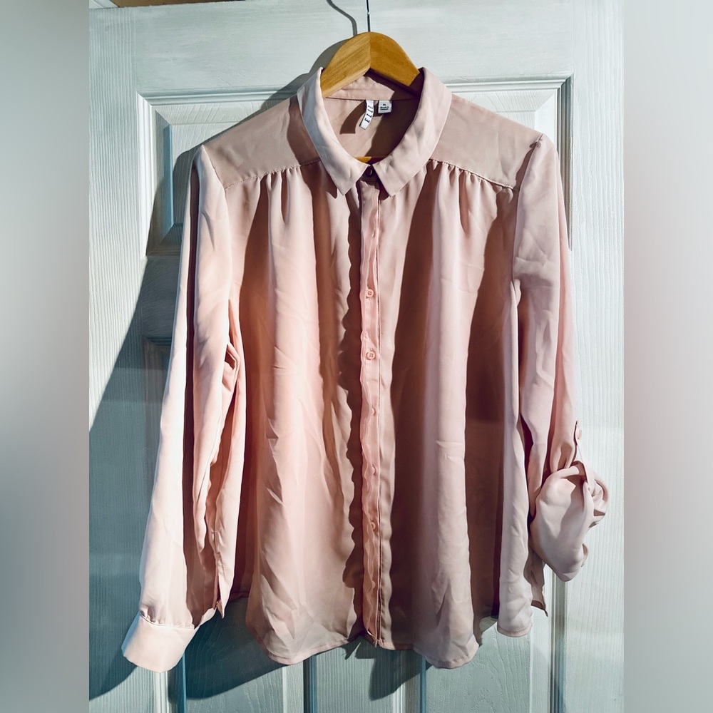 Mauve button down blouse by Elle Size XL